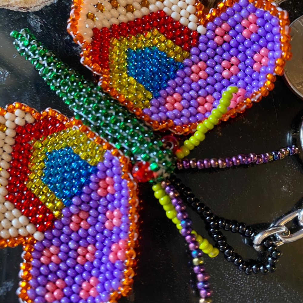 🔑 Butterfly Keychain / Purse Charm Beaded & Multicolored 🔑